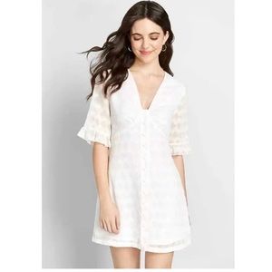 ModCloth Daytime Darling Ivory Mini Dress - Size 10